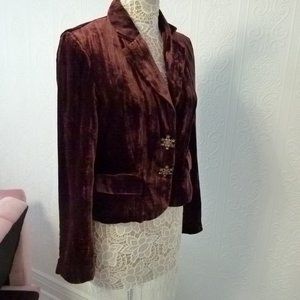 EUC Flawless ECI brown crushed velvet blazer NY 12 adorable